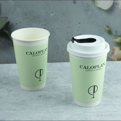 加厚双层中空咖啡杯奶茶一次性纸防烫热饮果汁杯定制批发外 卖水杯图2