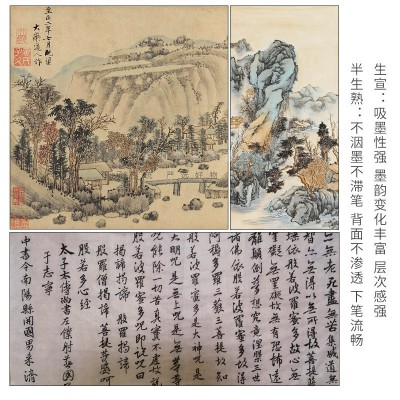 纯手工四尺六尺檀皮楮皮宣纸批发书法国画创作专用生宣半生半熟图3