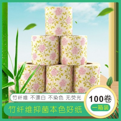 玫瑰印花卷纸厂家批发印刷卷纸本色竹浆纸创意个性化卫生纸图2