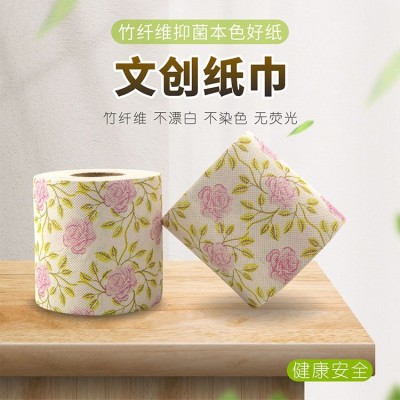 玫瑰印花卷纸厂家批发印刷卷纸本色竹浆纸创意个性化卫生纸图3