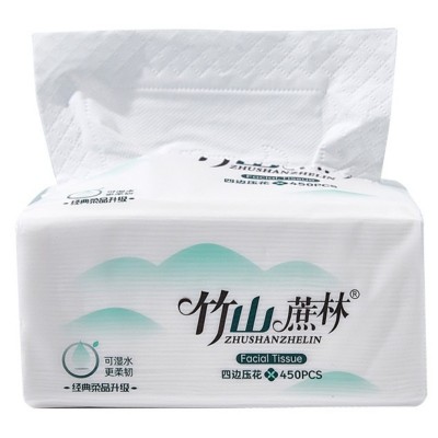 竹山蔗林抽纸纸巾10包装450张加厚可湿水面巾纸家用实惠装8039图5