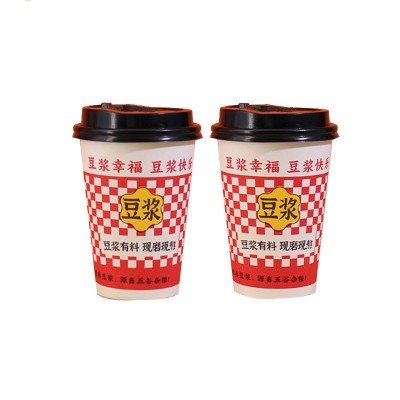 豆浆杯子一次性商用批发家用一次性早餐专用豆浆纸杯打包杯外带盖图5