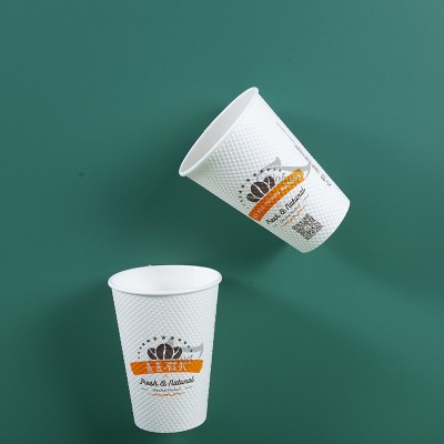 定制压纹纸杯 玉米颗粒一次性纸杯 带盖创意超厚隔热防烫双层咖啡图4