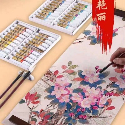 马利牌12色/24色盒装中国画颜料套装 水墨牡丹山水画颜料色彩颜料图4