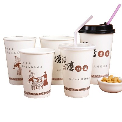 豆浆杯子整箱批发定制带盖一次性加厚商用早餐店外带打包豆浆纸杯图5