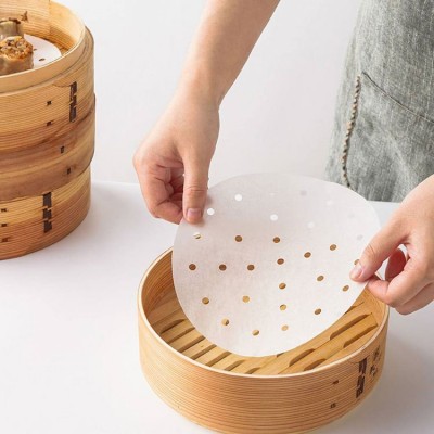 批发食品级蒸笼垫纸蒸包子纸硅油纸圆形笼屉纸烘焙纸一次性蒸笼纸