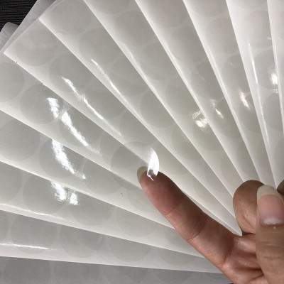 浩鑫强粘透明不干胶圆形封口贴包装彩盒密封环保 PET隐形 防水标签图5