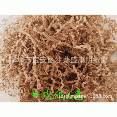 专业生产2-3mm本色褶皱拉菲草牛皮纸丝 水果填充碎纸条 洁净无粉图5
