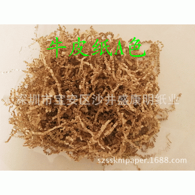 专业生产2-3mm本色褶皱拉菲草牛皮纸丝 水果填充碎纸条 洁净无粉图3