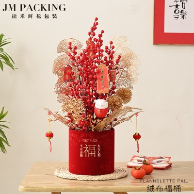 福桶 新年插花桶乔迁之喜结婚喜字桶年宵花福桶材料绒布福抱抱桶图2