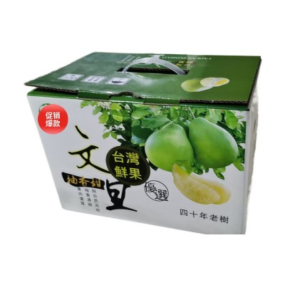 柚子文旦彩箱手提瓦楞纸箱新鲜应季水果2个装可加logo批发包邮图4
