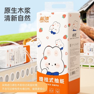 蓝漂工厂厂家批发纸巾壁挂式大包抽纸家用悬挂式卫生餐巾纸 挂抽纸图3
