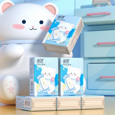 蓝漂工厂厂家批发竹浆本色迷你手帕纸10包条装便捷式小包纸巾图2