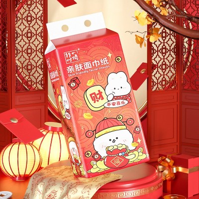 蓝漂新年喜庆悬挂式抽纸餐巾纸家用实惠装面巾纸整箱批发卫 生纸抽图2