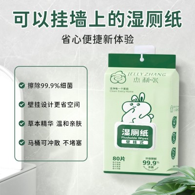 壁挂式湿厕纸家用80抽实惠装可冲马桶超划算擦屁股湿巾可降 解抑菌图3