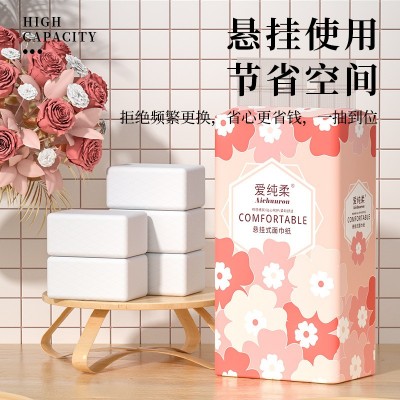 蓝猫挂式抽纸1000张家用挂抽式厕所纸巾10大包整箱原木卫生纸批发图2