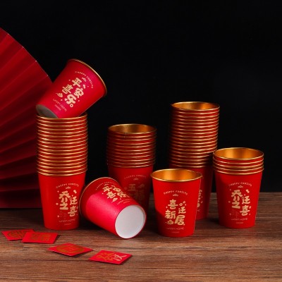 乔迁之喜加厚一次性纸杯新居入宅金箔红色纸杯新房搬家喜庆 喜杯子图4