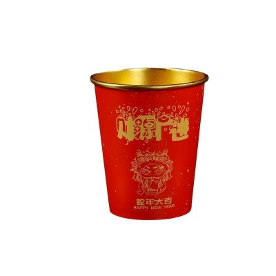 2025蛇年新春金箔纸杯批发加厚纸杯家用贺岁新年用品纸杯子茶杯图5