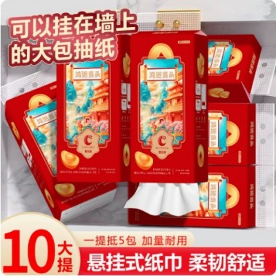 整箱10大提悬挂式抽纸家用实惠装擦手纸抽1000张大尺寸厕纸餐巾纸图2