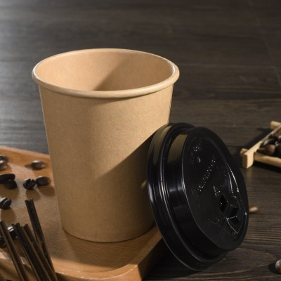 一次性纸杯 现货牛皮纸加厚办公商用热饮咖啡豆浆奶茶杯批发定 做图2
