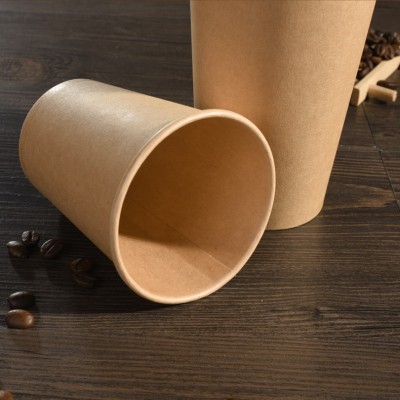 一次性纸杯 现货牛皮纸加厚办公商用热饮咖啡豆浆奶茶杯批发定 做图4