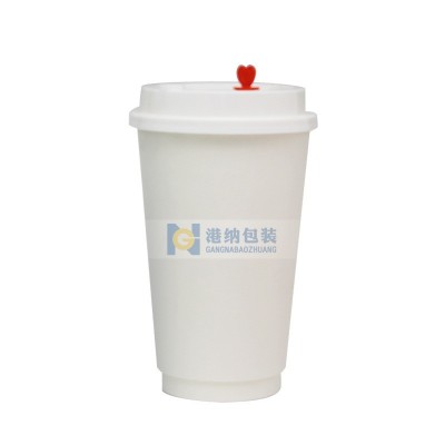 杯子批发 一次性奶茶杯中空双层杯加厚热饮豆浆杯外卖 咖啡纸杯图5