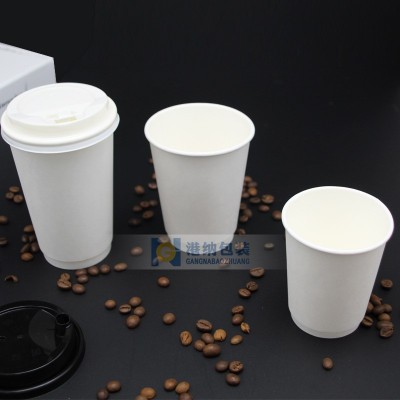 杯子批发 一次性奶茶杯中空双层杯加厚热饮豆浆杯外卖 咖啡纸杯图2