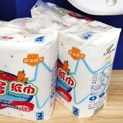 干湿两用卷筒厨房纸 吸油吸水清洁卫生纸 2卷/提厨房清洁烹饪用纸图4