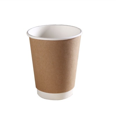 批发一次性外卖咖啡纸杯牛皮双层中空奶茶打包杯带盖防烫热饮纸杯图5