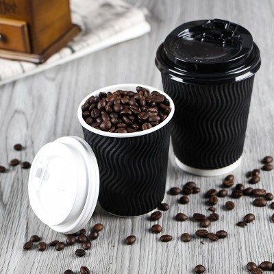 带盖一次性咖啡瓦楞纸杯双层加厚奶茶纸杯批发高端热饮杯定制logo图2