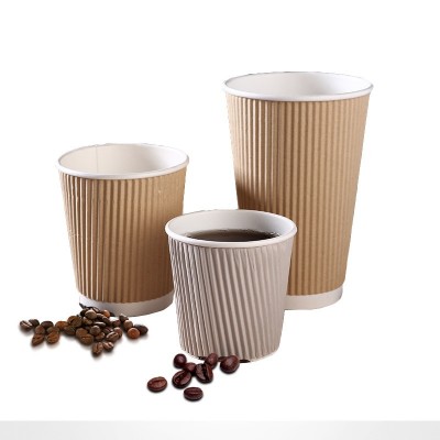 带盖一次性咖啡瓦楞纸杯双层加厚奶茶纸杯批发高端热饮杯定制logo图5