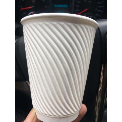 工厂直销压纹纸杯凹凸纹路浮雕一次性纸杯双层中空隔热激凸纸杯图4