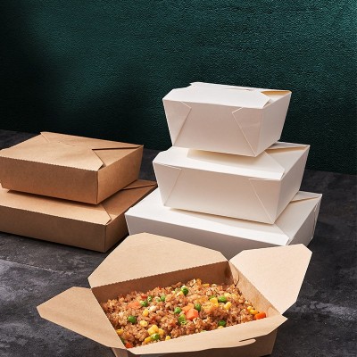 牛皮纸餐盒批发印刷logo一次性外卖打包快餐炸鸡炒饭盒轻食沙拉盒图2