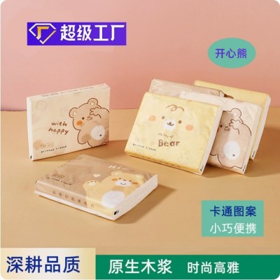跨境外贸迷你手帕纸小包装便携式纸巾印花抽纸小包面巾纸批发纸巾图2