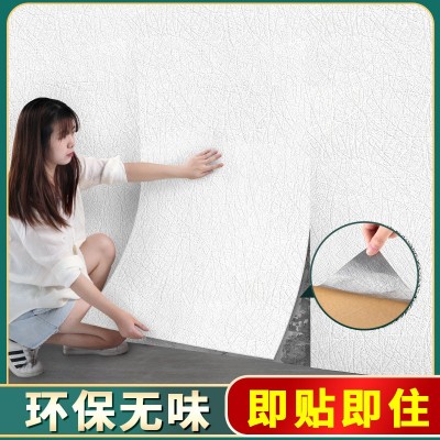 厂家亚麻纹墙纸自粘防水防潮墙面装饰家用贴纸3D立体墙贴壁纸批发图2