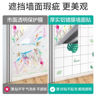 乳胶漆墙面保护膜透明防水墙纸自粘餐桌墙壁防脏护墙贴不伤墙贴纸图2
