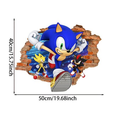 跨境专供索尼克贴纸Sonic卡通动漫儿童房卧室自粘PVC墙贴装饰贴画图5