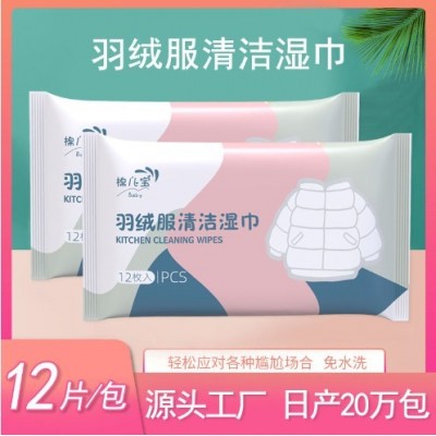定制网红羽绒服清洁湿巾 免水洗去油污湿纸巾外贸出口羽绒服湿巾图2
