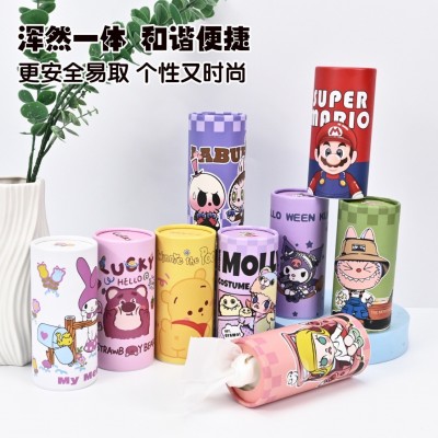 卡通桶装抽纸美乐蒂库洛米小熊兔子车载圆筒抽纸餐巾纸卫生纸厕纸图4