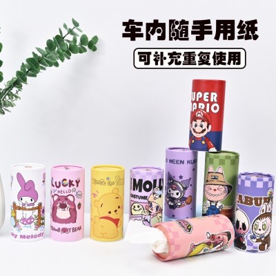 卡通桶装抽纸美乐蒂库洛米小熊兔子车载圆筒抽纸餐巾纸卫生纸厕纸图5