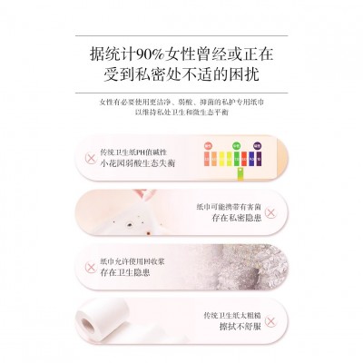 肌肤假日女生私护纸女性专用弱酸私护纸6层加厚大柔软乳霜纸抑菌图4