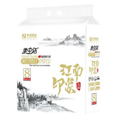 柔中洁8大包420张纸巾抽纸实惠装江南印象家用抽取式大尺寸擦手纸图2