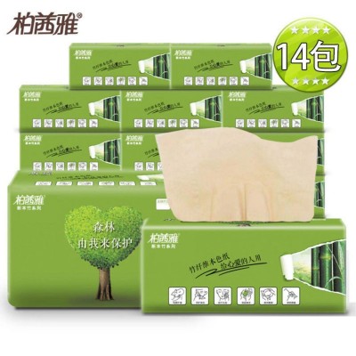 柏茜雅420张大包装竹浆本色抽纸整箱批发家用实惠装餐巾纸面巾纸图2