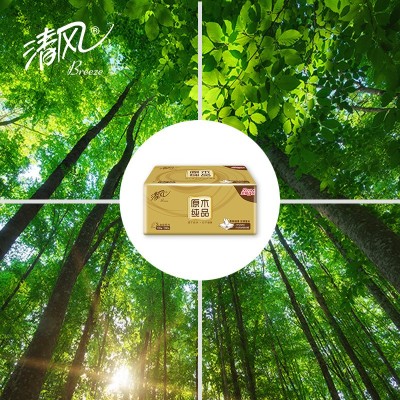 清风抽纸原木金装面巾纸24包*3层130抽整箱家用商用实惠BR43AOJ4图3
