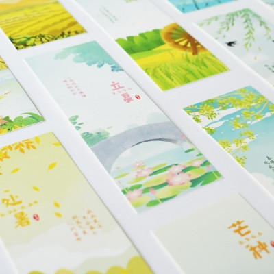 二十四节气书签手绘卡通背面空白涂鸦DIY中国风24节气送学生卡片图5