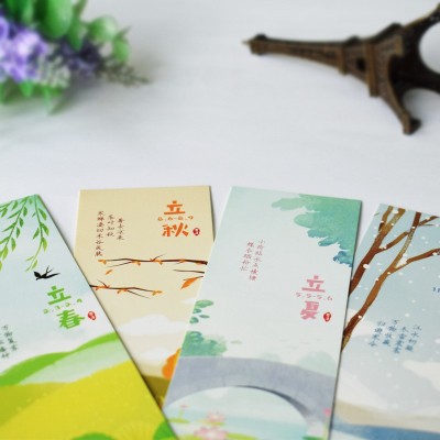 二十四节气书签手绘卡通背面空白涂鸦DIY中国风24节气送学生卡片图2