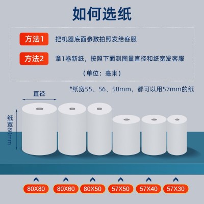 批发57x50热敏打印收银纸40小管芯美团外卖小票80x80打印热敏纸60图5