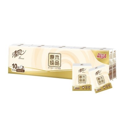 包邮清风原木纯品3层8张*10包手帕便携式纸巾小包迷你随身装图3