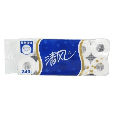 包邮清风B22AT3BN有芯卷纸单提3层*240段*10卷家庭办公卫生纸品图4