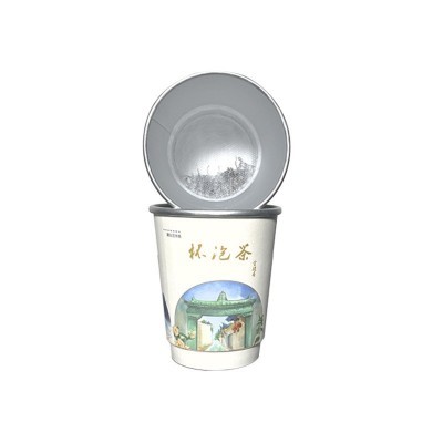 一次性茶杯隐茶杯双层铝箔纸杯中自带茶叶杯中茶批发定制 杯泡茶图4